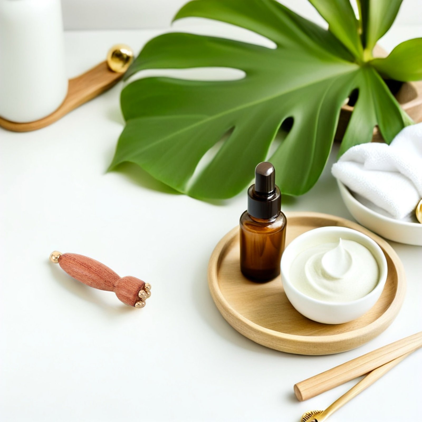 Spa Massager - أداة تدليك العين الخشبية مع خرزات