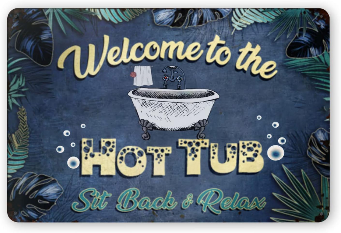 Hot Tub - Y1، لافتة معدنية من الصفيح بتصميم