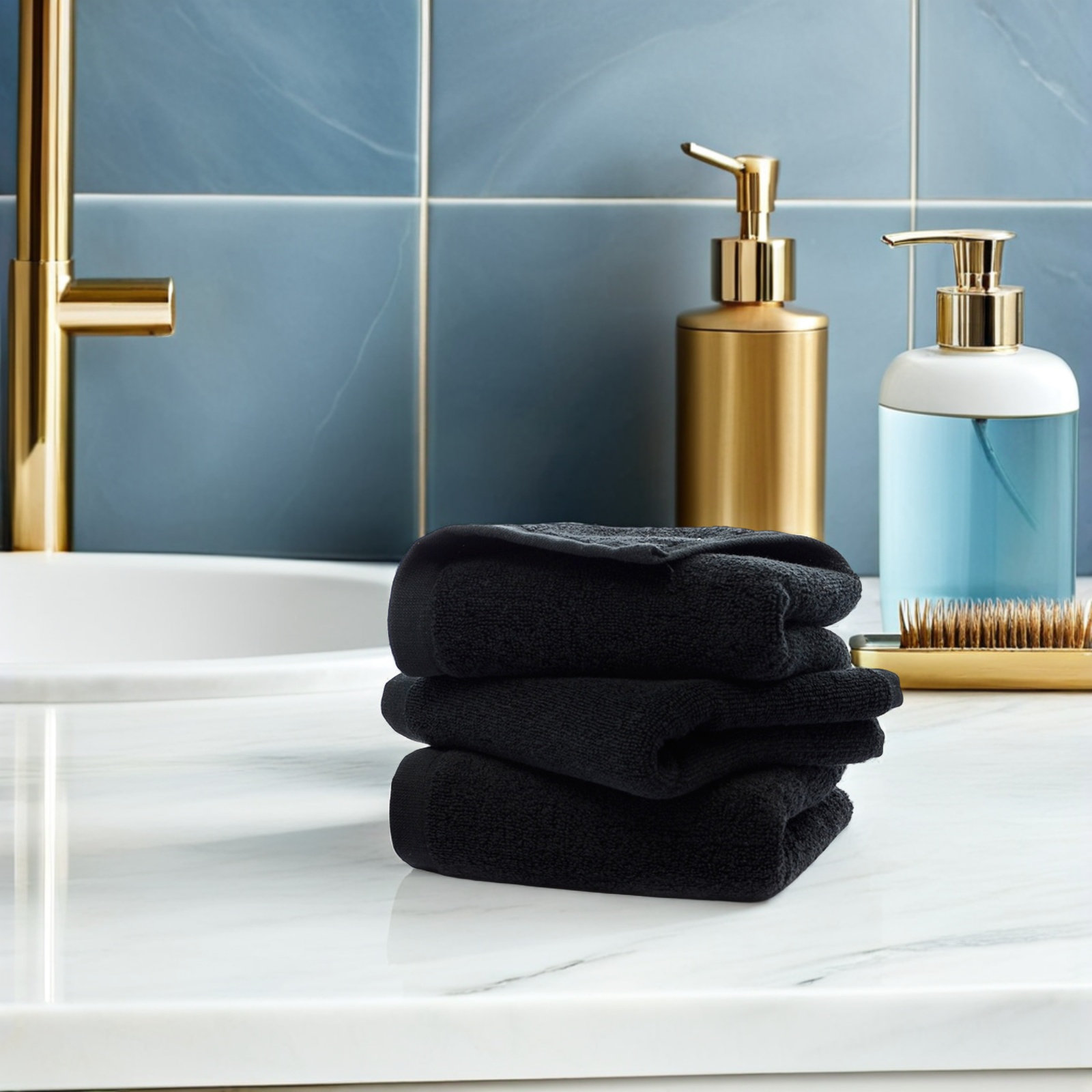 منشفة يد قطنية نقية سوداء مقاس - مراجعة Spa Towel وسعره